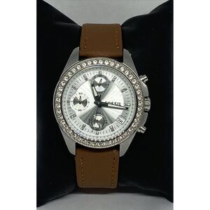 Fossil ES2681 Women's Brown Leather Analog Silver Dial Quartz Wrist Watch HK996